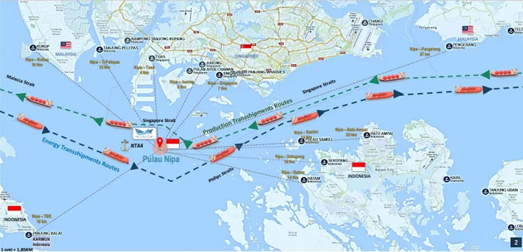 Chart of the NIPA transshipment anchorage area with its anchorage boundaries